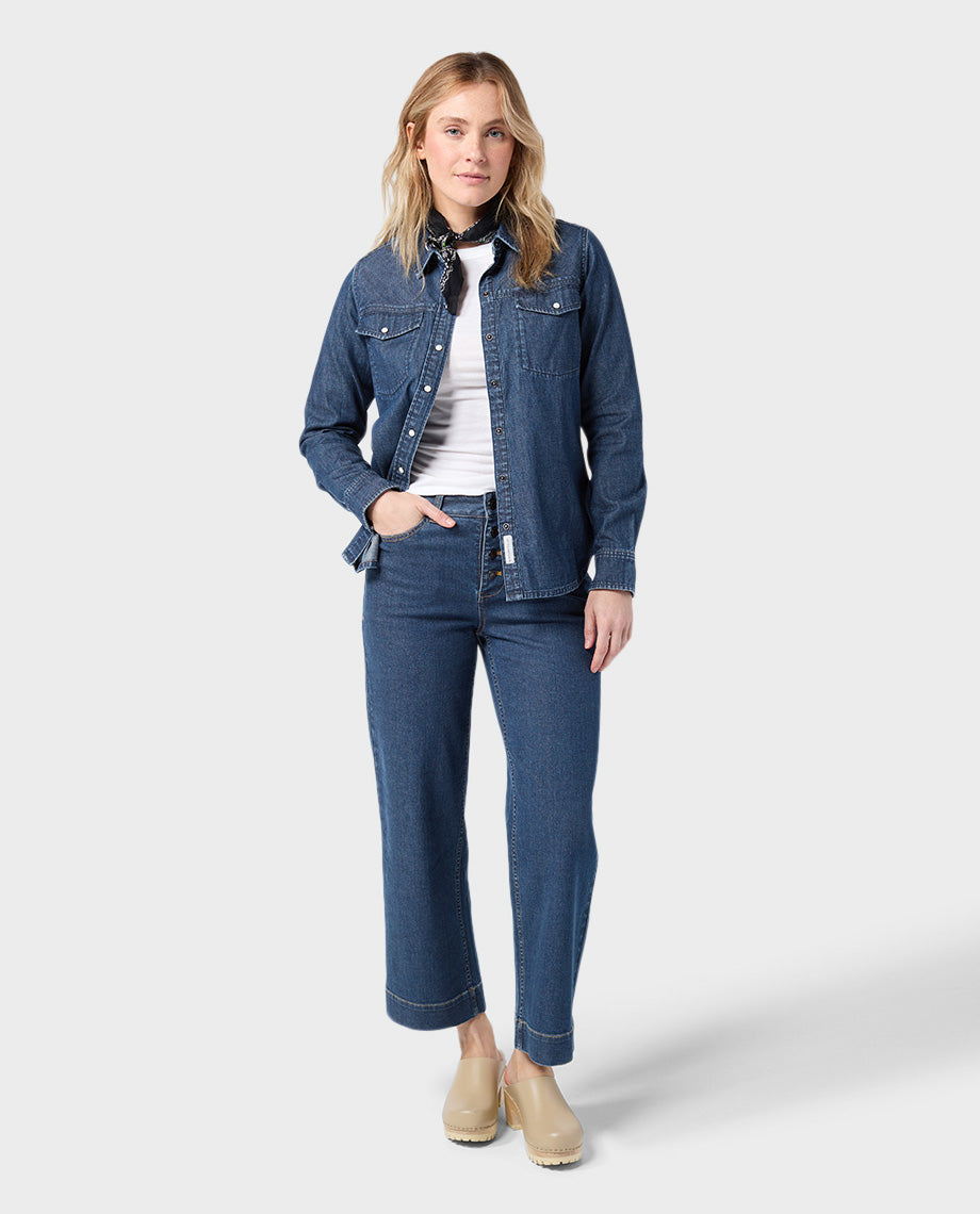 Women's Slipstone Japanese Denim Shirt - Image 4
